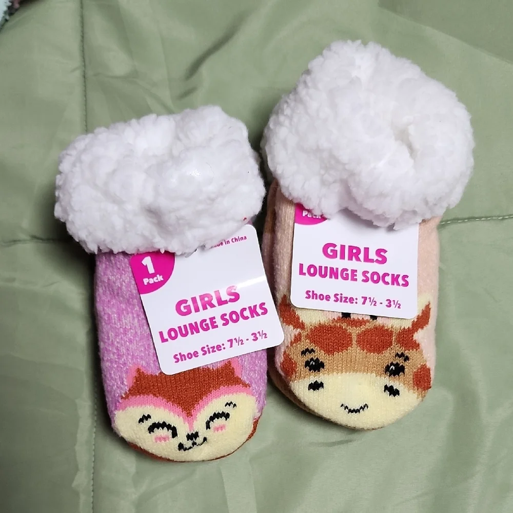 Cute Animal Design Girls Lounge Socks 2pc Set